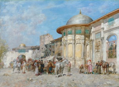 Mercado de caballos, Siria de Alberto Pasini